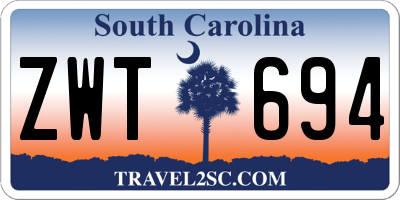 SC license plate ZWT694