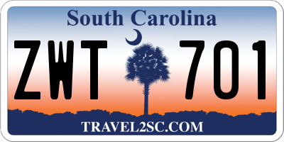 SC license plate ZWT701