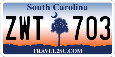 SC license plate ZWT703
