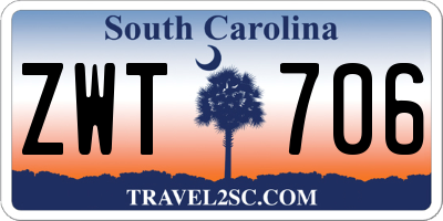SC license plate ZWT706