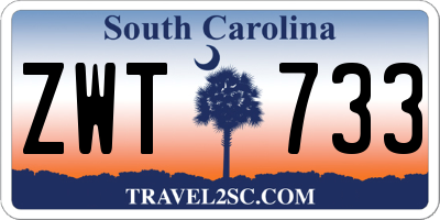 SC license plate ZWT733