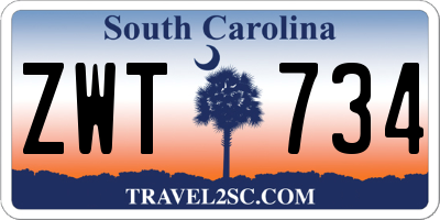 SC license plate ZWT734