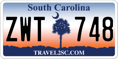 SC license plate ZWT748