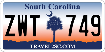 SC license plate ZWT749