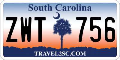 SC license plate ZWT756