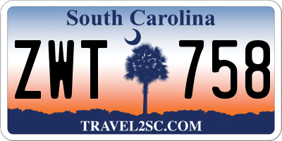 SC license plate ZWT758