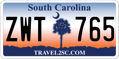 SC license plate ZWT765
