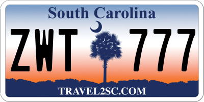 SC license plate ZWT777