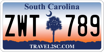 SC license plate ZWT789