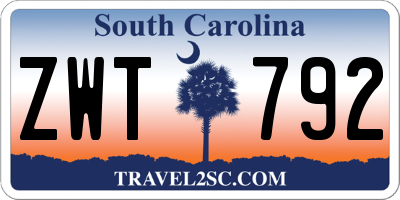 SC license plate ZWT792