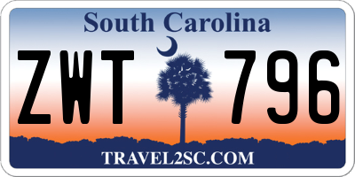 SC license plate ZWT796