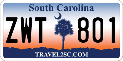 SC license plate ZWT801