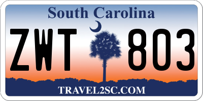 SC license plate ZWT803