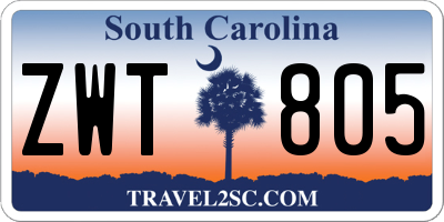 SC license plate ZWT805