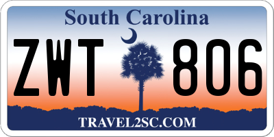 SC license plate ZWT806
