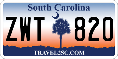 SC license plate ZWT820