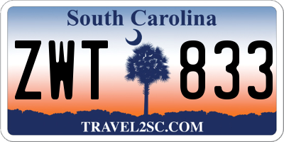 SC license plate ZWT833