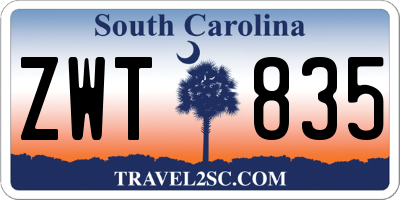 SC license plate ZWT835