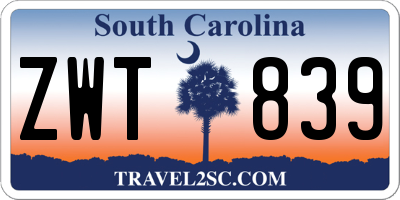 SC license plate ZWT839