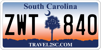 SC license plate ZWT840