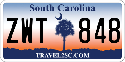 SC license plate ZWT848