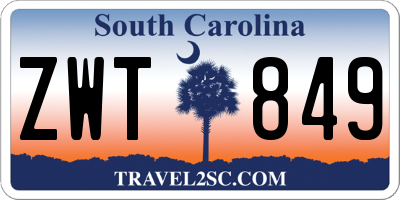 SC license plate ZWT849
