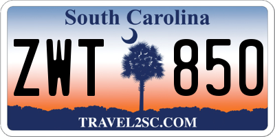 SC license plate ZWT850