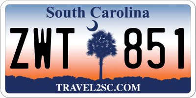 SC license plate ZWT851