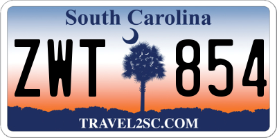 SC license plate ZWT854