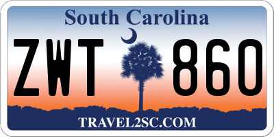 SC license plate ZWT860