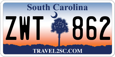 SC license plate ZWT862