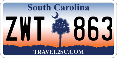 SC license plate ZWT863