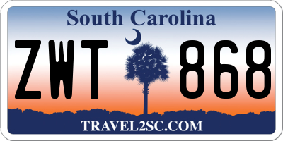 SC license plate ZWT868