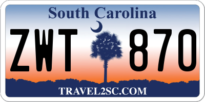 SC license plate ZWT870