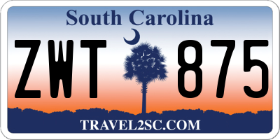 SC license plate ZWT875