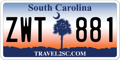 SC license plate ZWT881