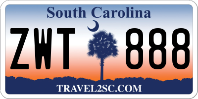 SC license plate ZWT888