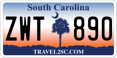 SC license plate ZWT890