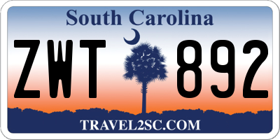 SC license plate ZWT892