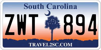 SC license plate ZWT894