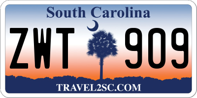 SC license plate ZWT909