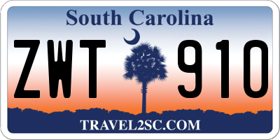 SC license plate ZWT910