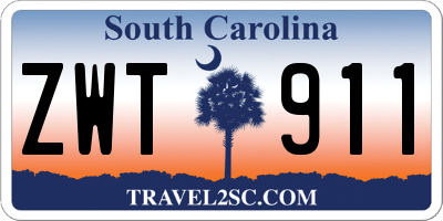 SC license plate ZWT911