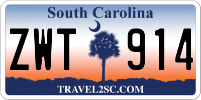 SC license plate ZWT914