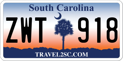 SC license plate ZWT918