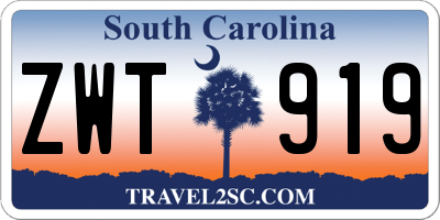 SC license plate ZWT919