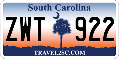 SC license plate ZWT922