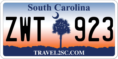 SC license plate ZWT923