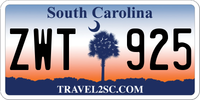 SC license plate ZWT925