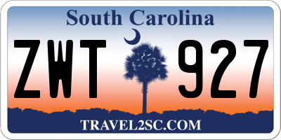 SC license plate ZWT927
